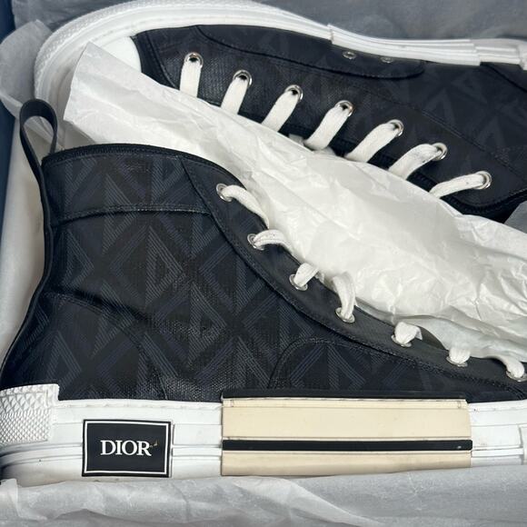 🪀DIOR SNEAKER HIGH TOP M-B/23 DIAMOND PRISTINE DUSTBAG DIOR AUTHENTIC SIZE 12 - Picture 2 of 16